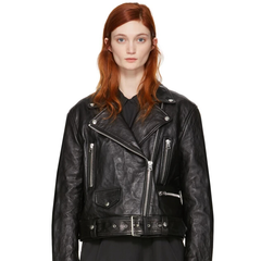 Acne Studios Black Leather Merlyn Jacket 女款黑色机车夹克