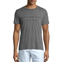额外7.5折码全 Burberry 巴宝莉 Martford Logo 印字棉质男士T恤 灰色