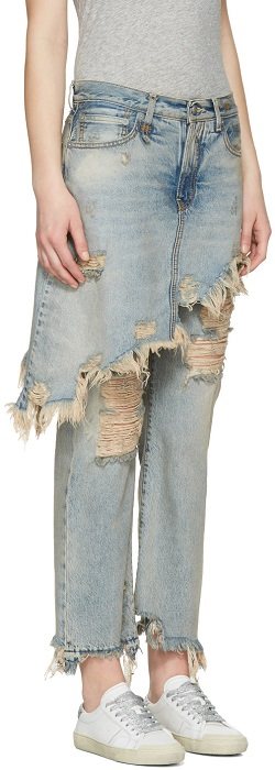 【补货】Gigi、宋茜同款 R13 层叠破洞牛仔裙裤 5（约4986元）