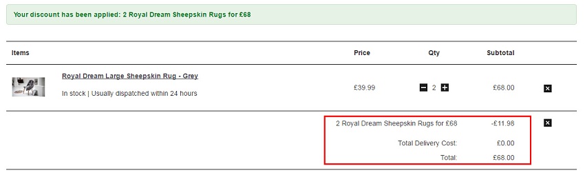 55专享！The Hut：Royal Dream 小羊皮脚毯7色可选 2条￡68（约571元）