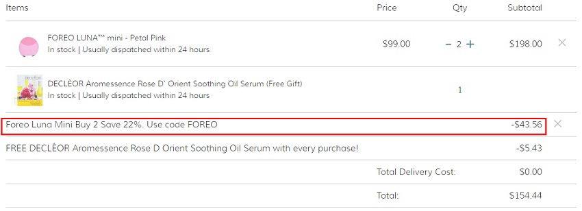 FOREO Luna mini 一代粉色*用硅胶洁面仪 .22（约649元）