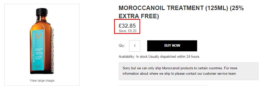 Moroccanoil 摩洛哥护发油 125ml £32.85（约276元）