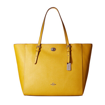 新低价！COACH Crossgrain Updated Turnlock Tote 黄色*手袋 $124.99（约905元）