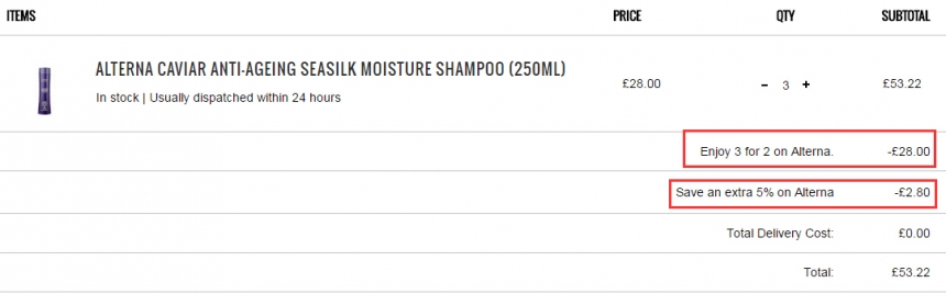 Lookfantastic：Alterna 爱特纳 *洗发护发产品 全场买3付2+9.5折！