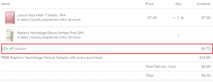 SkinCareRx：LULULUN 补水保湿面膜 全场9折！
