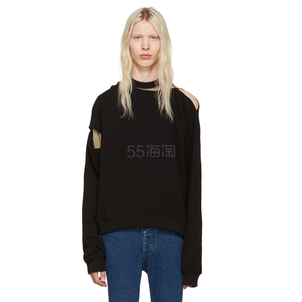 【*in穿搭法】Y/Project 黑色不规则破洞卫衣 内搭透视网纱上衣 5（约6430元）