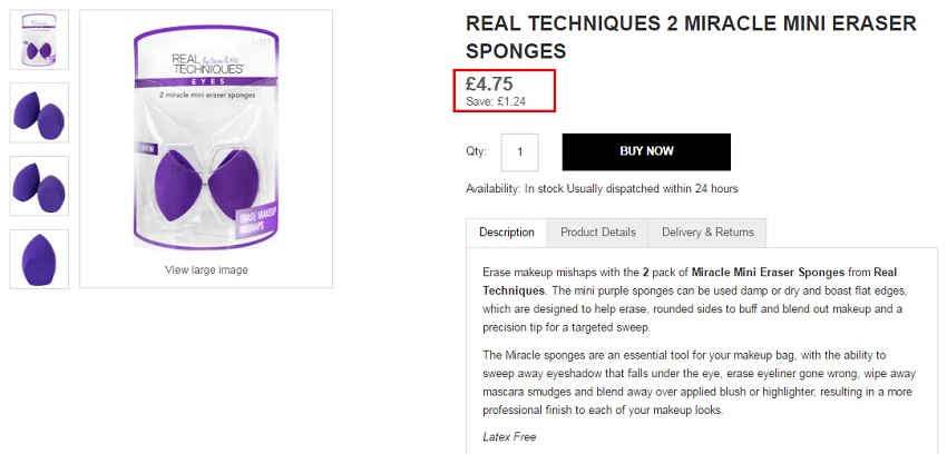 Real Techniques mini 眼部上妆蛋蛋 2只装 ￡4.75（约41元）