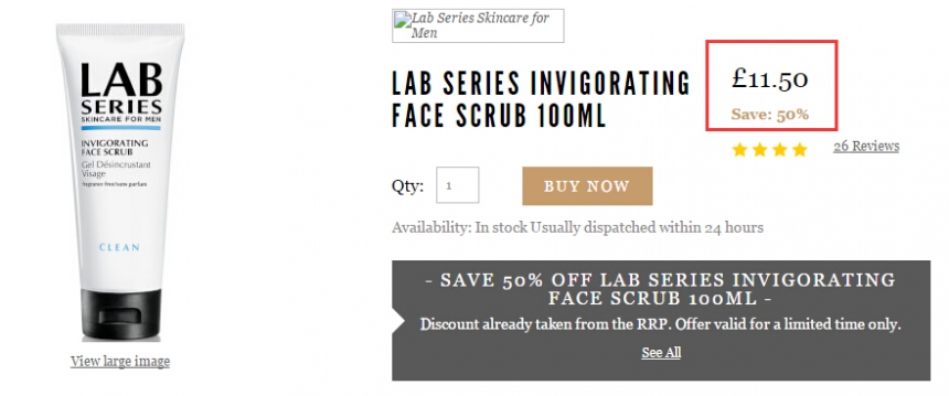 5折！Lab Series 朗仕 活力磨砂洁面膏 100ml £11.5（约100元）