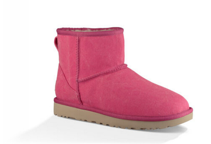 【6、7、8有码！】！UGG MINI II CANVAS 大童粉色雪地靴 $59.99（约435元）