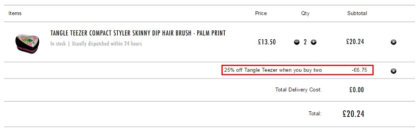 新款||Tangle Teezer 顺发解结梳 火烈鸟款 ￡10.13（约87元）