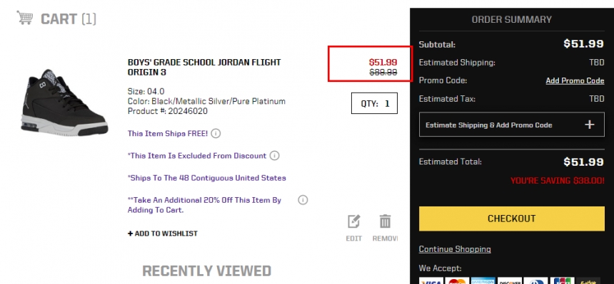 惊喜价！Jordan Flight Origin 3 篮球鞋 大童款 .99（约377元）