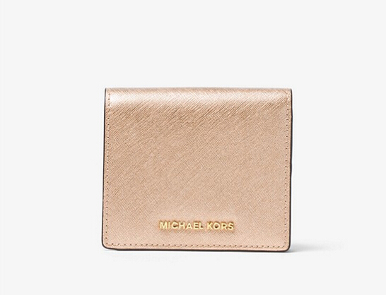 【直降$13！】MICHAEL Michael Kors Jet Set Tr*el 香槟色牛皮短钱夹 $49（约355元）