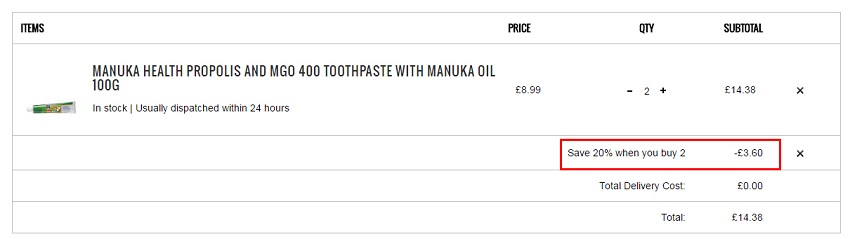 Manuka Health 蜜纽康 蜂胶蜂蜜麦卢卡油牙膏 100g ￡7.19（约62元）