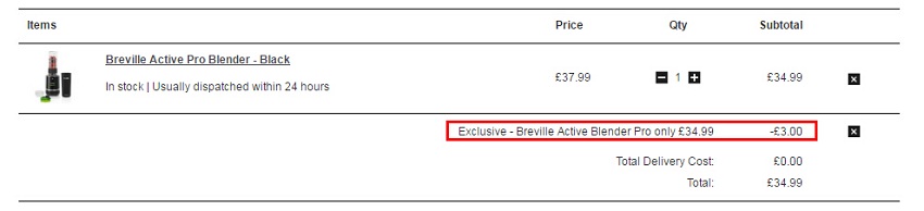 【55专享】Breville 专业版便携榨汁机 ￡34.99（约308元）