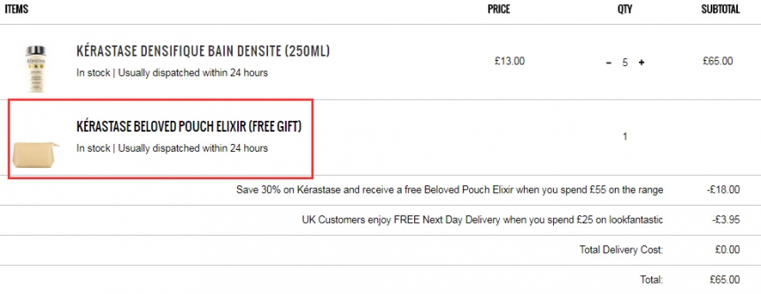 Lookfantastic：Kerastase 卡诗 精选专业洗护 线上7折+满£55送化妆包！