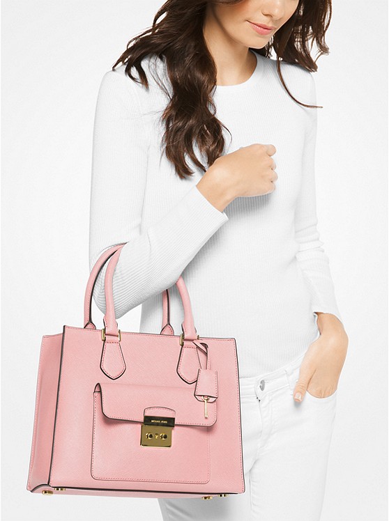 【超美樱花粉历史新低价！】MICHAEL Michael Kors Bridgette 中号十字纹牛皮托特包 $134（约971元）
