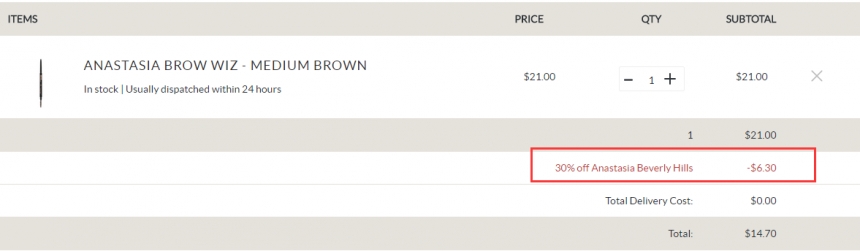 SkinStore：Anastasia Beverly Hills 大师级彩妆产品 全场7折！