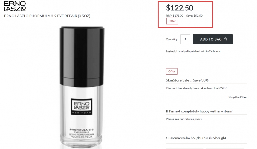 7折！Erno Laszlo 奥伦纳素 3-9完美全能眼霜 15ml £122.5（约1069元）