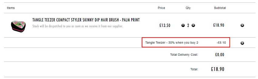 HQhair：Tangle Teezer 顺发解结梳 2折件7！