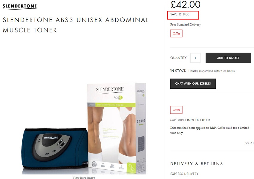 Slendertone Abs3微电减腰腹*身甩脂腰带 ￡42（约361元）