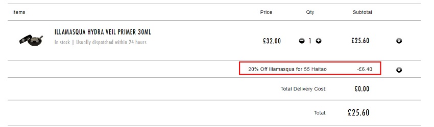 【55专享】Illamasqua 控油妆前啫喱 30ml £25.6（约2228元）