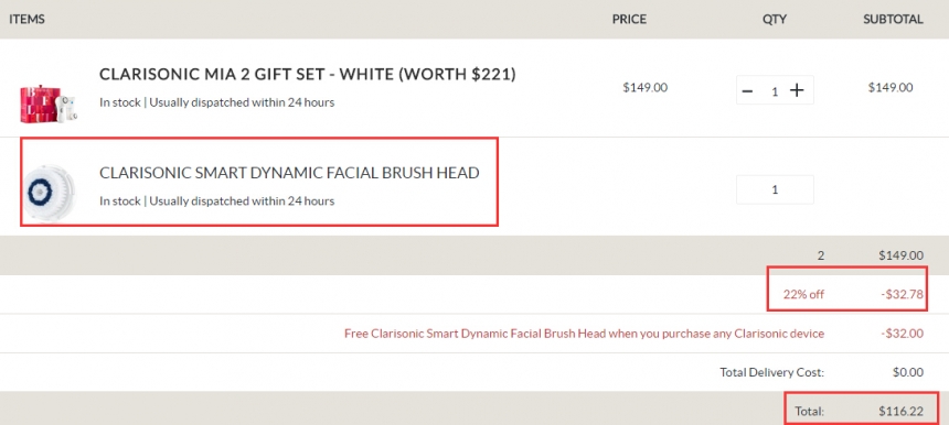 送刷头！Clarisonic 科莱丽 Mia 2洁面仪套装 $116.22（约842元）