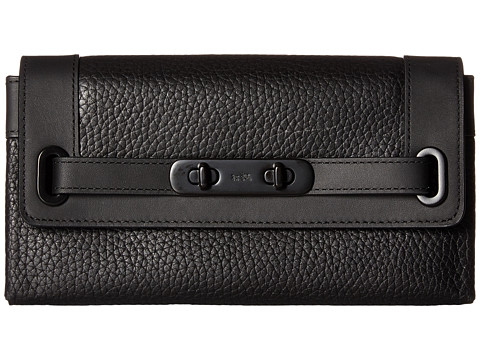 COACH Pebbled Leather Coach Swagger Wallet 黑色时尚钱包 $109.99(约797元)