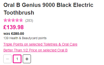 Oral B Genius 9000 旗舰款智能电动牙刷 £139.98（约1221元）
