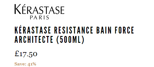 5.9折！Kerastase 卡诗 强韧修复洗发水 500ml £17.5（约153元）