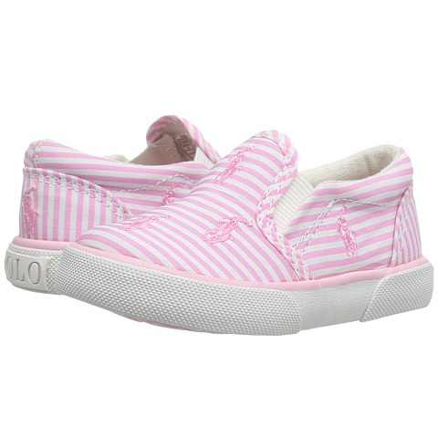 Polo Ralph Lauren Kids Bal Harbour Repeat 女童款粉色条纹帆布鞋 $22.99（约167元）