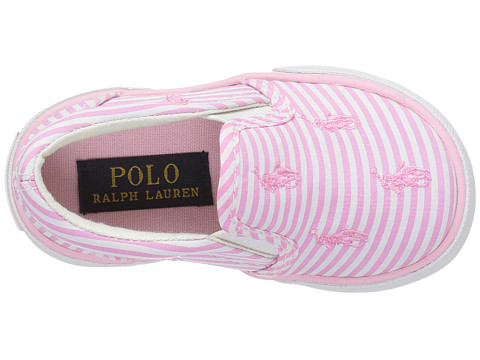Polo Ralph Lauren Kids Bal Harbour Repeat 女童款粉色条纹帆布鞋 $22.99（约167元）