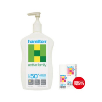 Hamilton 家庭装*乳 SPF50+ 500ml 送儿童滚珠*霜 SPF50+ 50ml AU.99（约114元）