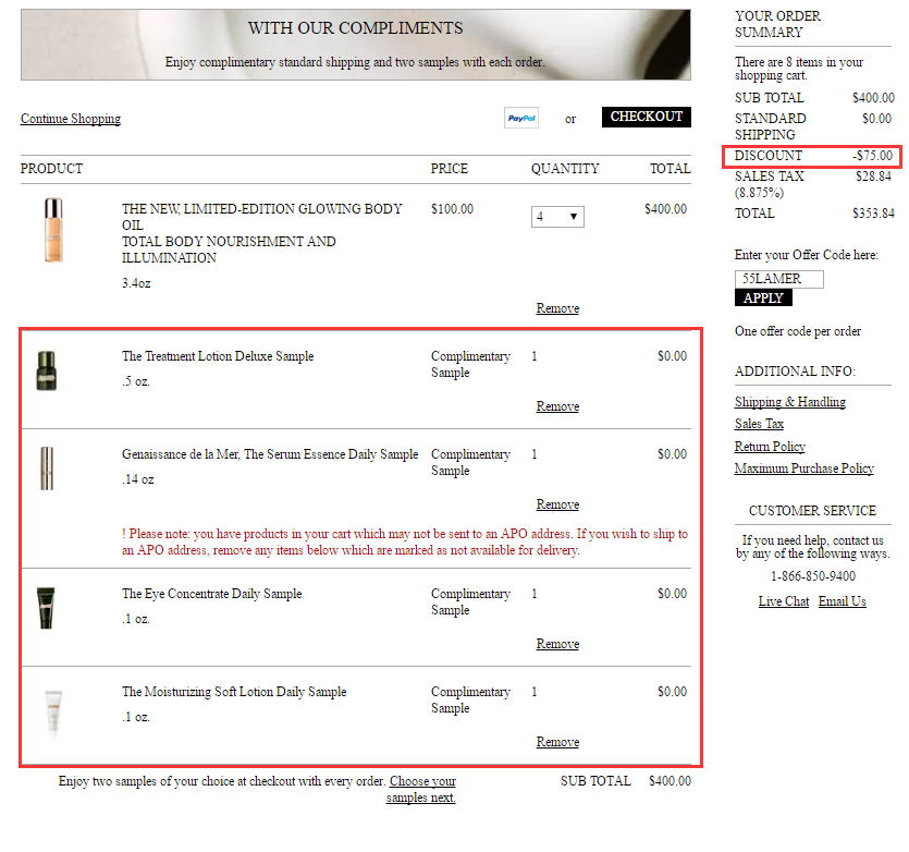*后1天！立减+豪华赠礼！La Mer 海蓝之谜 限量新品光泽闪亮身体油 100ml .25（约589元）