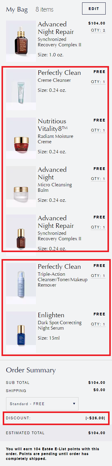 【55专享】Estee Lauder 雅诗兰黛美国官网：ANR系列全场8折+每满送一个小样+满送精华+洁面豪华小样