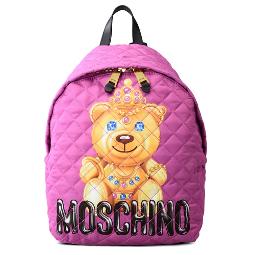 又降价了 Moschino 小熊印花尼龙双肩包 枚红色 5（约2282元）