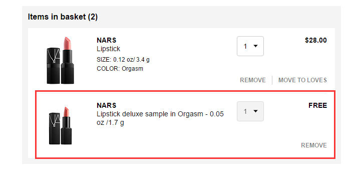 Sephora 丝芙兰美国官网 ：全场购物满即送 Nars 新品 Orgasm 唇膏中样