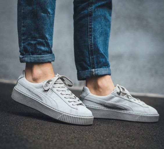 【码全！】PUMA Basket 灰色麂皮厚底运动鞋 $66.5（约482元）