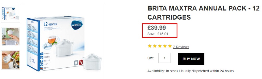 Brita 碧然德滤水芯12只装套装 £39.99（约344元）