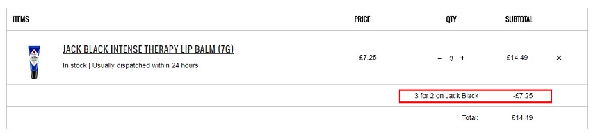 Lookfantastic：Jack Black 唇膏护肤品等 买3付2！