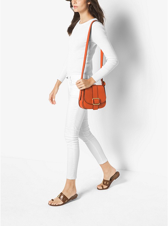 【限时高返！】Michael Kors 中号 Maxine 皮制马鞍包 橘色/黑色可选 $164（约1188元）