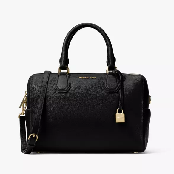 超低价 Michael Kors 中号 Mercer 荔枝纹皮水桶包 全黑 1.75（约809元）