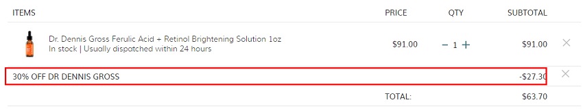 SkinCareRx：Dr. Dennis Gross 果酸棉片等护肤品 7折！