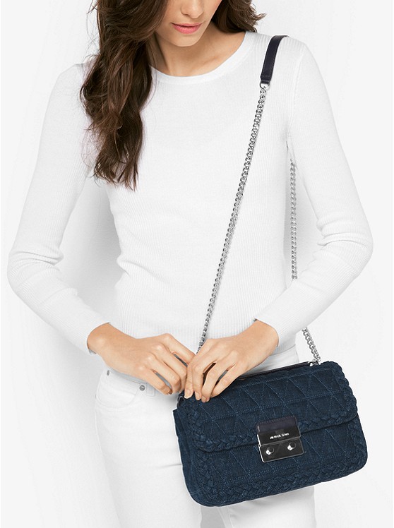 【首次降价！】MICHAEL Michael Kors Sloan 女士大号牛仔链条单肩包 $156（约1130元）