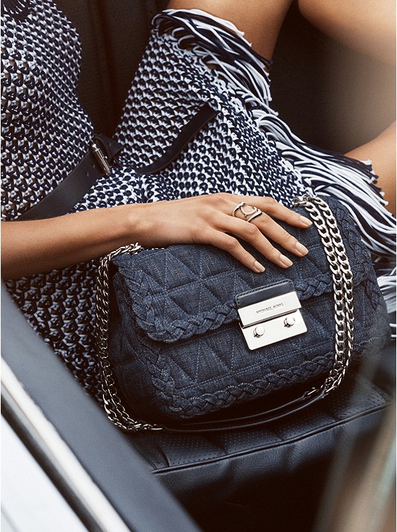 【首次降价！】MICHAEL Michael Kors Sloan 女士大号牛仔链条单肩包 $156（约1130元）
