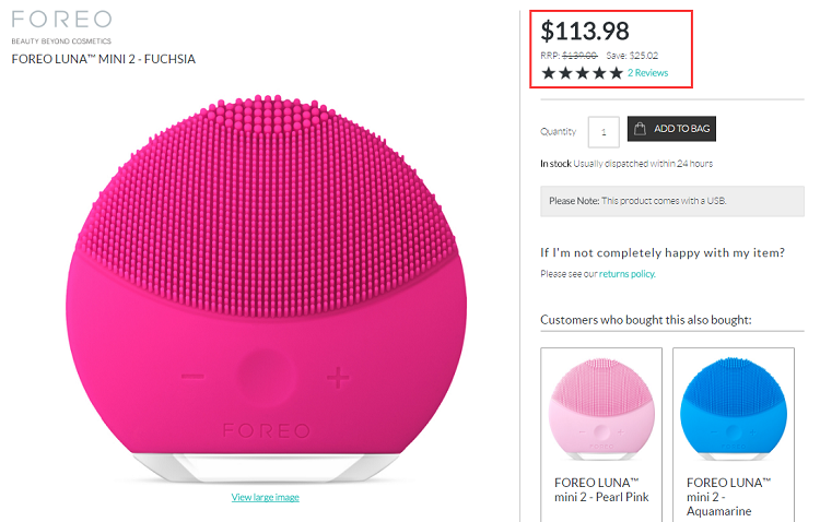 7.8折！FOREO Luna Mini2 声波洁面仪 洗脸刷 8.28（约784元）