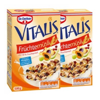 【55专享】Dr.Oetker 欧特家博士 Vitalis 多种水果早餐麦片 两盒装 500g*2 8.8欧（约68元）