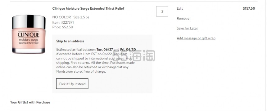 Nordstrom：Clinique 倩碧 天才黄油面霜等 美妆护肤 *高送28件豪华赠礼！