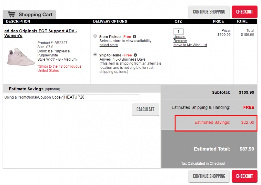 Foot Locker：精选 Adidas EQT Support ADV 系列运动跑鞋 满享8折