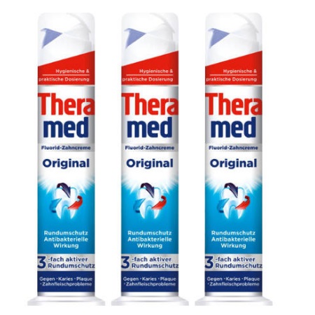 【55专享】套装！Theramed 泰瑞美 *固齿站立式牙膏 100ml 3支装 6.66欧（约51元）