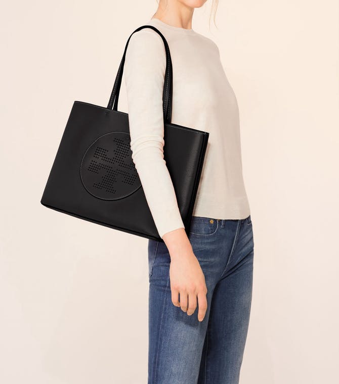 通勤好包额外7折 Tory Burch PERFORATED 经典 LOGO 托特包 黑色 5.3（约1415元）
